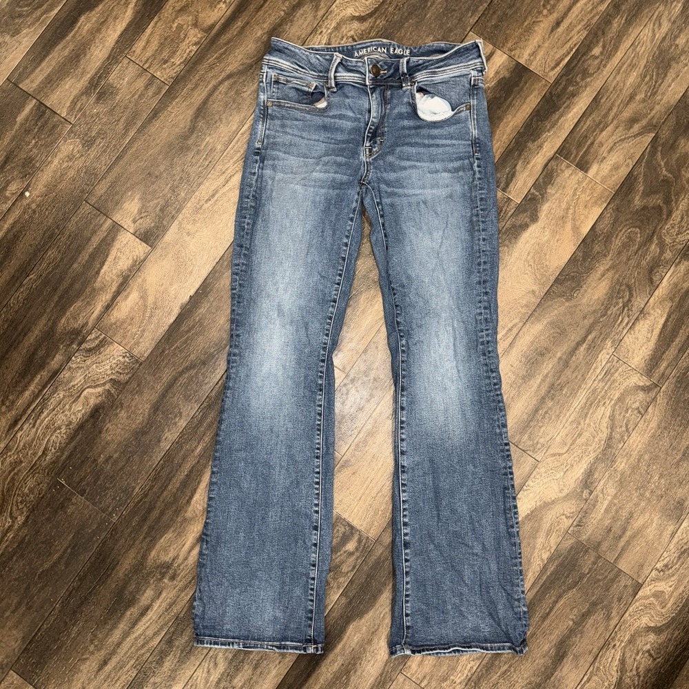 American Eagle Kickboot Straight Fit Dark Wash Denim Jeans Women's Size 12 Blue